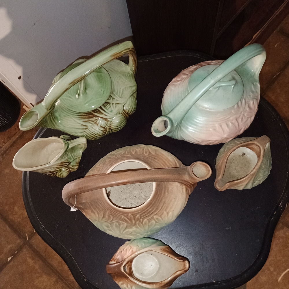 Vintage Ceramic Teapot and Creamer Set